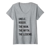 Womens Uncle Roger The Man The Myth The Legend Father's Day V-Neck T-Shirt