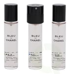 Chanel Bleu De Chanel Pour Homme Giftset 60 ml, 3x Edp Spray Refill 20ml - Twist and Spray - Travel Sprays