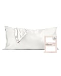 Kitsch 100% Satin Pillowcase with Zipper, Softer Than Silk Pillowcase for Hair & Skin, Cooling Pillow case, Satin Pillow Case Cover (King (1 Pack), Ivory)