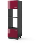 Armoire micro-ondes R-Line, Rouge bordeaux Haute brillance, 60 cm Vicco