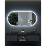 Ledimex - Miroir de salle de bain ovale avec cadre éclairé Modèle indiana Blanc 120x60 [ ® ]