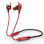 Bluetooth V5.0 écouteurs Dual Dynamic Drivers HIFI Sound IPX5 étanche Tour de Cou Casque de Sport avec Micro, Rouge