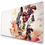 Kingdom Hearts Japanese Anime Style Large Gaming Mouse Pad Desk Mat Long Non-Slip Rubber Stitched Edges Mice Pads 15.8x29.5 in