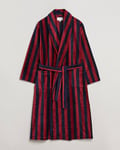 Derek Rose Cotton Velour Striped Gown Red/Blue