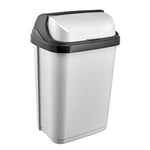 Keeeper Waste Bin with Roll-Top Lid, 10 Litre, Rasmus, Light Silver