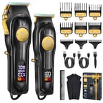 CIICII Tondeuse Cheveux Hommes & T-lames Tondeuse Barbe Set, Tondeuse Cheveux Professionnelle Sans Fil (USB Rechargeable Réglable Tondeuse Barbe et Cheveux Homme) pour Hommes DIY Domicile Coiffeur