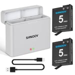 SANOOV OSMO Action 5/5 Pro Batterie de Chargeur Kit 2x2100mAh OSMO Action 5/4/3 Batterie de Remplacement et 2 canaux LED Type C Chargeur Compatible pour Osmo Action 5 /Osmo Action 4/Osmo Action 3