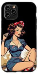 Coque pour iPhone 11 Pro Retro Patriotic Pin-up Vintage USA Flag American Beauty Girl