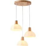 Suspension en bois et en verre, luminaire de plafond en verre blanc laiteux, lampe suspendue rustique pour cuisine, îlot à manger, décoration de hall