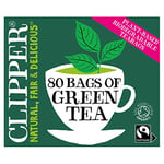 Clipper Organic Pure Green Tea Bags | 320 Teabags (4 x Boxes of 80) | Bulk Buy for Office, Home & Catering | Eco-Conscious, Fair Trade Tea | Natural Unbleached Plant-Based & Biodegradable
