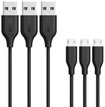 Anker [3 Pack Powerline Micro USB 3ft/0.9m - Charging Cable for Samsung, Nexus,