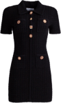 Jewel Button Knit Mini Dress - Black