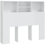 Tête de lit avec rangement accessoire de lit table de chevet étagère 120 x 19 x 103,5 cm mdf blanc brillant