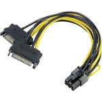 Adaptateur Akasa alimentation [2x Alimentation sata mâle 15 pôles - 1x PCIe mâle 6 pôles] 0.15 m noir, jaune