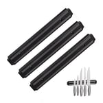 Relaxdays Magnetic Knife Strip, Set of 3, 33 cm Long Rack, Plastic & Steel, Holder for Kitchen Knives & Tools, Black, 5 x 33 x 1.5 cm