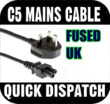 UK 3 Pin Power Plug Adapters Chargers Mains Power Lead C5 Cloverleaf Cable