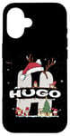 Coque pour iPhone 16 Chemise de Noël Hugo avec nom Hugo pour Noël amusant