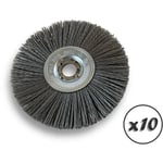 Lot de 10 brosses circulaires nylon Abrasif ø 125 mm Epaisseur 1 rang Carbure de silicium Grain 240 Alésage 16 mm Touret meuleuse ponceuse Brossage