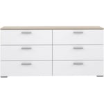 Commode 6 tiroirs - chêne et blanc mat - 159,9 x 41,3 x 75,8 cm