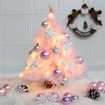 Ikodm - Sapin de Noël artificiel rose avec boules et lumières led, mini sapin de Noël pour décorations de Noël, maison, table à manger