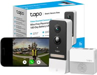 Tapo 2K 5MP Smart Wireless Security Camera Doorbell, Battery-powered wifi Talk,