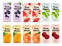 True Mints MIXED 6 Flavours (12-pack) - Sugar Free Mints - Xylitol Mints - Fruit Pastilles - Sugar Free & Plantbased Travel Sweets with Natural Flavours