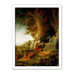 Rembrandt Christ And St Mary Magdalen At The Tomb Large Framed Art Print Poster Wall Decor 18x24