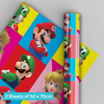 Birthday Wrapping Paper | Super Mario Bros | 2 Sheets & 2 Tags | Kids Gift Wrap