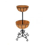 2 Tier Metal Flower Fountain Plant Display Stand with Coco Liners