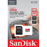 Sandisk Ultra SDSQUAB064GGN6MA Mémoire Micro SD 64gb Avec Adaptateur SD