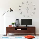 The Living Store - Horloge murale 3D Design moderne Argenté 100 cm XXL - Argent