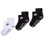 NIKE Baby Mid Cut Quarter Gripper Socks, Black/White, 6-12 Months