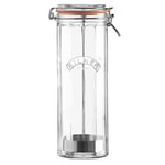 Kilner 2.2 Litre Facetted Clip Top Spaghetti Dispenser Airtight Glass Jar with Stainless Steel Portioning Dispenser Perfect for Spaghetti & Breadsticks