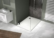 Receveur de douche rectangulaire 80x120 cm, blanc texturé effet pierre, Allibert Mooneo