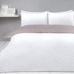 Sleepdown Mini Polka Dots Mink White Reversible Easy Care Duvet Cover Quilt Bedding Set with Pillowcase - Single (135cm x 200cm)