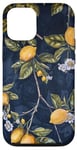 Coque pour iPhone 13 Motif citron bleu marine, motif agrumes, imprimé fruits