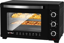 WOLTU Mini Oven with Knobs, 32L Rotisserie Oven, Electric Pizza Oven Toaster