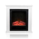 Classic Fire Cheminée Electrique Lugano - Cheminee Decorative 1800W - Cheminée Électrique avec Effet Flame, Chauffage, Panneau de Configuration et Minuterie - Autoportante - Blanc