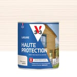 V33 Lasure Bois extérieur Cèdre blanc satin - Haute Protection 8 ans - Haute résistance hydrofuge et anti-UV - Résiste aux variations du bois - Ecolabel, résine d'origine végétale - 0,75L