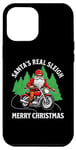 Coque pour iPhone 12 Pro Max Père Noël motard sur moto Père Noël cool motard Noël