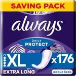 Always Dailies Extra Protect Long Plus Panty Liners 176 Count (Pack of 1) 