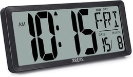 XREXS Large Wall Clock Digital 13.46Large LCD Display Clear Dementia Clocks