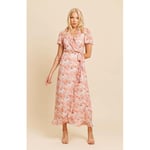 TAKITA DRESS, M, CORAL FLOWER PRINT