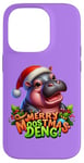 Coque pour iPhone 14 Pro Adorable bébé hippopotame Moo Deng Merry Moostmas Christmas Cheer