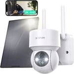 BOIFUN Camera Solaire 2K Surveillance WiFi Exterieure sans Fil Vision Nocturne Couleur Alerte Audio et Lumière PIR PTZ Alexa