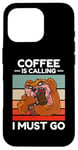 Coque pour iPhone 16 Pro Vintage Sloth Coffee appelle I Must Go Coffee Lover