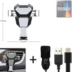  For POCO M6 Pro 4G Airvent mount + CHARGER holder cradle bracket car clamp