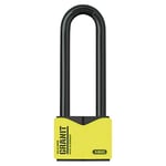 ABUS Granit padlock 37/55HB100 with high shackle - for outdoor use - made of hardened special steel - key with LED light - ABUS security level 10 - black/yellow