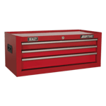 Sealey Mid Box 3 Drawer With Ball Bearing Slide Tool Storage Chest Box Red AP223