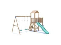 Climbing Frame with Slide, Double Swing and High Platform BalconyFort